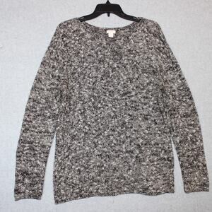 J. Crew Heathered Black Crew Neck Sweater‎ Womens Size XL
